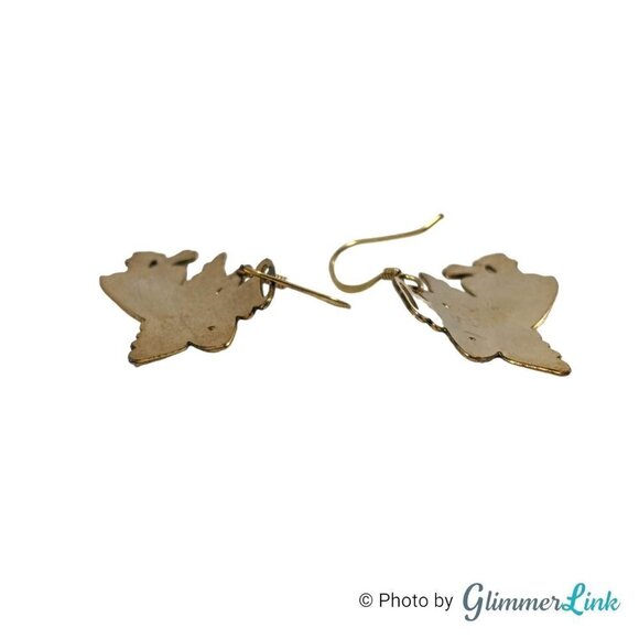 Vintage Whimsical Angels Enamel Cloisonné Drop Dangle Gold Tone Earrings - Picture 7 of 10